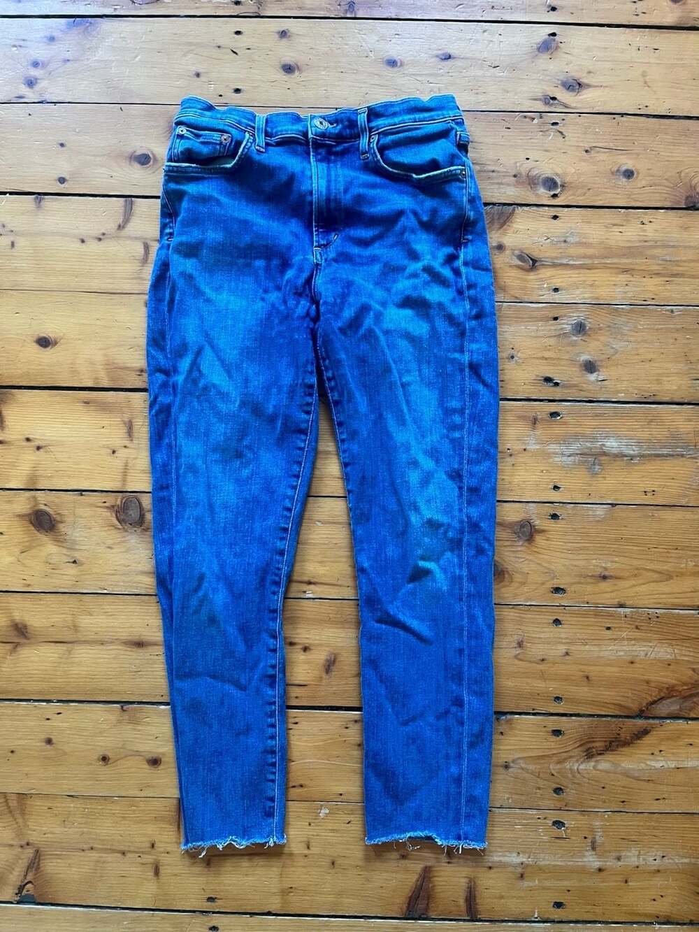 Agolde Sophie Crop Size 30 Blue Denim High Rise Skinny Jeans Organic Cotton